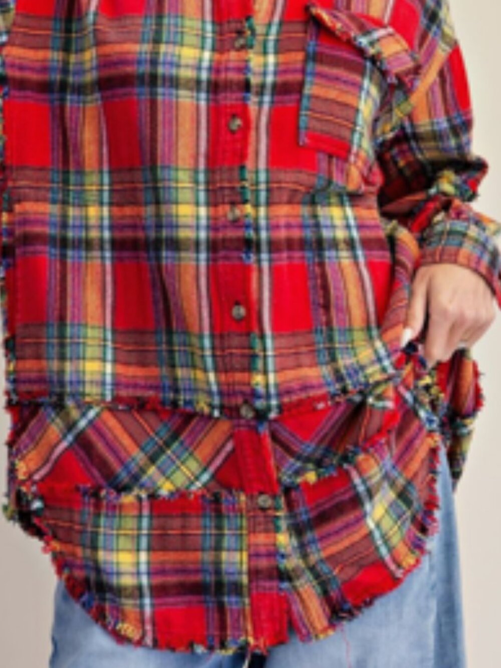 NWT Super Soft Easel Plaid Self Fray Button Down Shirt 100% Cotton - Picture 15 of 16